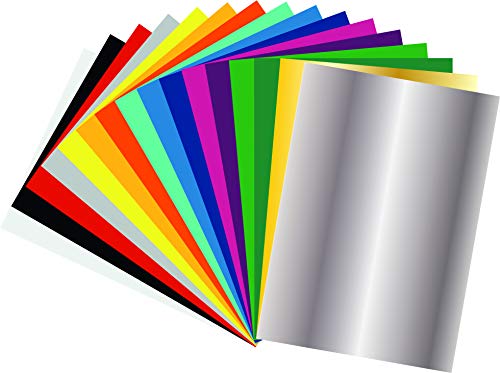 Flexfolie/Plotterfolie Set, 16 Blätter DIN A4 in verschiedenen Farben für den Textil Druck, 160 C° - 15 sek. von Mcties