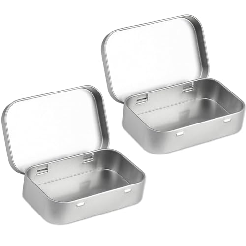 HOMEDEK 2 Stück Kleine Aufbewahrungsbox mit Deckel, Rechteckige Kleine Blechboxen, Metallbox mit Deckel, Kleine Blechbox für die Aufbewahrung zu Hause, Langlebig, Silberfarben von Mcties