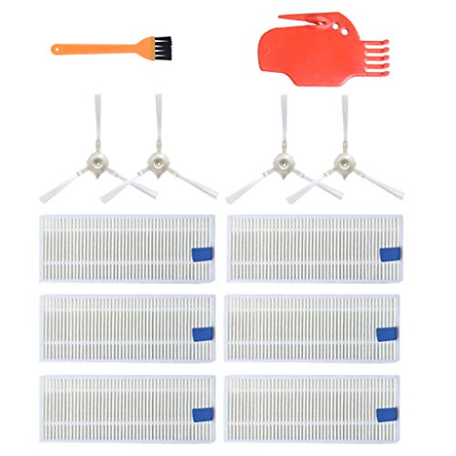 für 360 S6 Saugroboter Zubehör Ersatzteile Bürste Filter Mop Set ,12 Stück (4 Seitenbürsten+ 6 Hepa-Filter + 2 kleiner Pinsel) für 360 S6 Sweeping Robot Vacuum Cleaner Ersatzfilter Staubsaugerbürste von Mcties