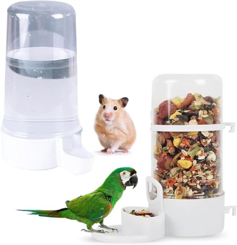 2 Stück Vogelfutterspender Wasserspender, automatisches Vogelfutterspender und Trinkset für Käfig, kein Durcheinander, hängende Papageien-Futterschale, Sittichkäfig-Zubehör für Hamster, Tauben 2 Stück Vogelfutterspender Wasserspender, automatisches Vogelfutterspender und Trinkset für Käfig, kein Durcheinander, hängende Papageien-Futterschale, Sittichkäfig-Zubehör für Hamster, Tauben von MdakeGo