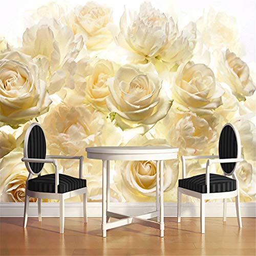 Mddrr Moderne einfache gelbe Rose Fototapete Mode Innenraum Blumen Design 3D Stereo Wandbild Wohnzimmer Schlafzimmer Gemütliche Dekor Fresken - HD-Druck - Modern Dekoration - Natur - 450 x 300 cm von Mddrr