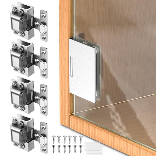 Mdkave Glastürscharniere, sanft schließende Scharniere für Glasschranktüren, 304 Edelstahl, leises Schließen für Türen mit einer Dicke von 5–8 mm (Silber, 4 Stück) von Mdkave