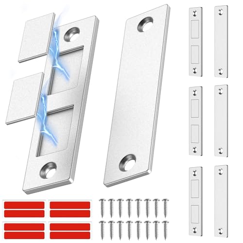 Mdkave Ultradünner magnetischer Türschnapper, magnetischer Schrankriegel, starke Schranktürmagnete zum Verschließen, Schrank, Schubladen und Möbel, 6,7 cm L (4 Stück, Silber) von Mdkave
