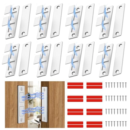 Mdkave Ultradünner magnetischer Türschnapper, magnetischer Schrankriegel, starke Schranktürmagnete zum Verschließen, Schrank, Schubladen und Möbel, 8 Stück, Silber, 6,7 cm von Mdkave