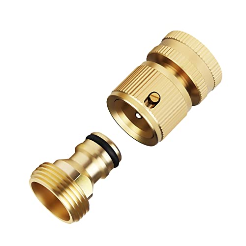 Mdlufee Gartenschlauch Schnellkupplung, 3/4 Zoll Außengewinde Hahnanschluss und Innengewinde Messing Schnellkupplung, Wasserhahn Adapter mit Gewinde (2 Stück) von Mdlufee