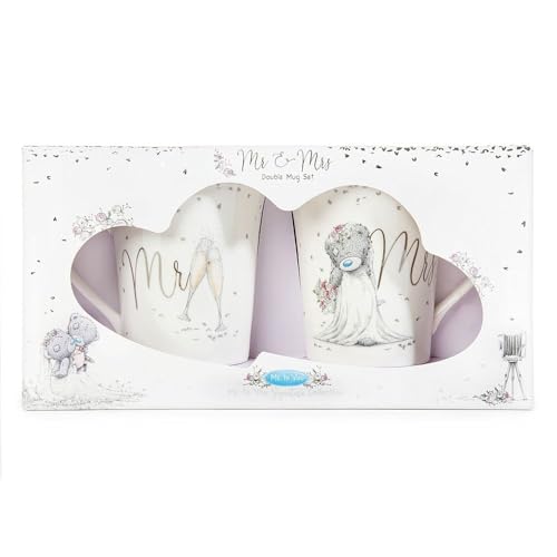 Me To You Tatty Teddy Mr & Mrs Double Mug Geschenkset – Offizielle Hochzeitskollektion, Weiß von Me to You