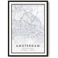 Amsterdam Karte Druck, Poster, Stadt Drucke, Drucke Von Niederlande, Beliebtes Geschenk, Niederlande Druck A1/A2/A3/A4/A5 von MeAndKatePrints