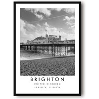 Brighton Reisedruck, Poster, Einzigartiges Wanddekor, Schwarzweißes Wohndekor, England Brighton, Beliebter Druck A1/A2/A3/A4/A5 von MeAndKatePrints