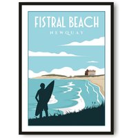 Fistral Beach Reiseplakat, Newquay Poster Druck, Cornwall Wandkunst Minimalistisch, Drucke, Drucke Von Cornwall, Beliebter Druck von MeAndKatePrints