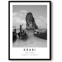 Krabi Reisedruck, Thailand Poster, Einzigartiges Wanddekor, Schwarzweißes Wohndekor, Beliebter Druck A1/A2/A3/A4/A5 von MeAndKatePrints