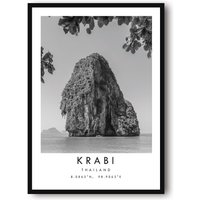 Krabi Reisedruck, Thailand Poster, Einzigartiges Wanddekor, Schwarzweißes Wohndekor, Beliebter Druck A1/A2/A3/A4/A5 von MeAndKatePrints