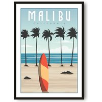 Malibu Reiseplakat, Kalifornien Poster Druck, Cornwall Wand Kunst Minimalistisch, Drucke, Drucke Von Kalifornien, Beliebter Druck von MeAndKatePrints