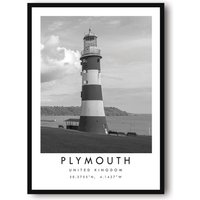 Plymouth Reisedruck, Poster, Einzigartiges Wanddekor, Schwarzweiß Wohnkultur, England Plymouth, Beliebter Druck A1/A2/A3/A4/A5 von MeAndKatePrints