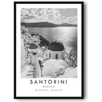 Santorini Reisedruck, Griechenland Poster, Einzigartiges Wanddekor, Schwarzweiß Wohnkultur, Griechenland, Beliebter Druck A1/A2/A3/A4/A5 von MeAndKatePrints