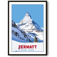 Skiing Travel Poster | Zermatt Ski Schweiz Skilaufen Wandkunst Gerahmte Drucke A1/A2/A3/A4/A5 von MeAndKatePrints