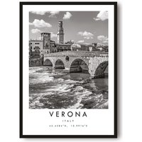 Verona Reisedruck, Italien Poster, Einzigartiges Wanddekor, Schwarzweißdruck, Wohndekor, Verona, Beliebter Druck A1/A2/A3/A4/A5 von MeAndKatePrints