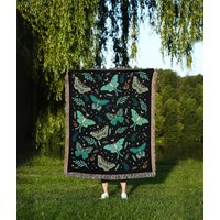 Luna Moth Decke 100% Baumwolle Jacquard Gewebter Überwurf Luna Moth Decke 100% Baumwolle Jacquard Gewebter Überwurf von MeAndTheUniverse