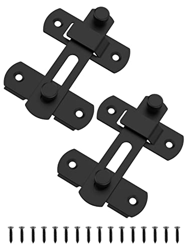 Schiebetürschloss, Edelstahl Torriegel Flip Latch Sicherheit Tür Bolzen Riegel Schloss für Weinschrank, Badezimmer, Outdoor, Garage, Garten, Schranktür (2, Schwarz) von MeBantoo