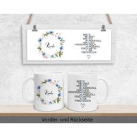 6 Varianten | Tasse Personalisiert Geschenk Trauzeugin Hochzeit Frage Kreuzworträtsel Geschenkidee Wedding Name Blumen von MeDaPi