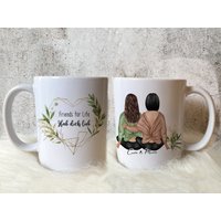 Freundin Sitzend Viele Variant. Tasse Personalisiert |Geschenk Beste Schwester Tante Freundin Cousine | Foto Geschenkidee |Trauzeugin Blumen von MeDaPi