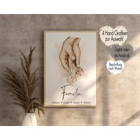 Our Hands Familienposter | Familiengeschenk Baby Geschenk Personalisiert Geburtsgeschenk Poster Familie Taufgeschenk Hände Boho Einzug von MeDaPi