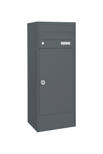 MeFa Mana 482 Paketkasten mit Briefkasten, Eleganter und geräumiger Standbriefkasten in Basaltgrau (RAL 7012), Paketbriefkasten, Wetterfest 482121M von MEFA