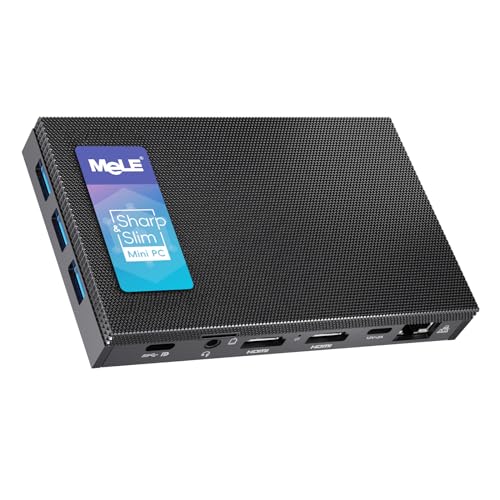 MeLE Quieter3C Lüfterloser Mini PC Windows 11 Pro Celeron N5105 Desktop Mini Computer 8GB 128GB 4K HDR HDMI Industrielles PC Entsperrtes Volle Funktion USB-C WiFi 5 von MeLE