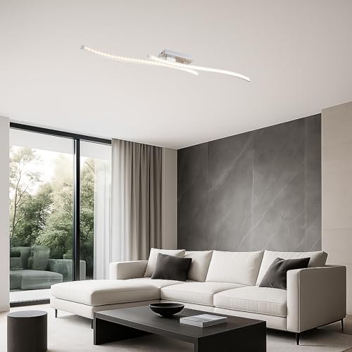 MeLiTec LED Deckenleuchte, nickel matt Anzahl Flammen 2-flammig, Form Geschwungen von MeLiTec