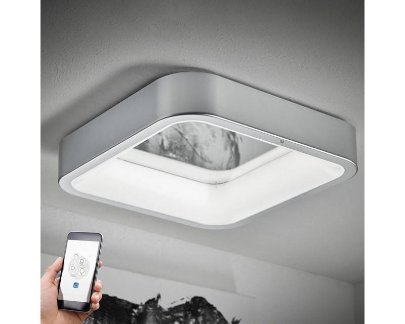 MeLiTec LED Deckenleuchte D111 Smart Home, LED fest integriert, warmweiß - kaltweiß, LED Leuchte Smart Home Deckenleuchte Wandlampe chrom-matt 35x35x8 cm von MeLiTec