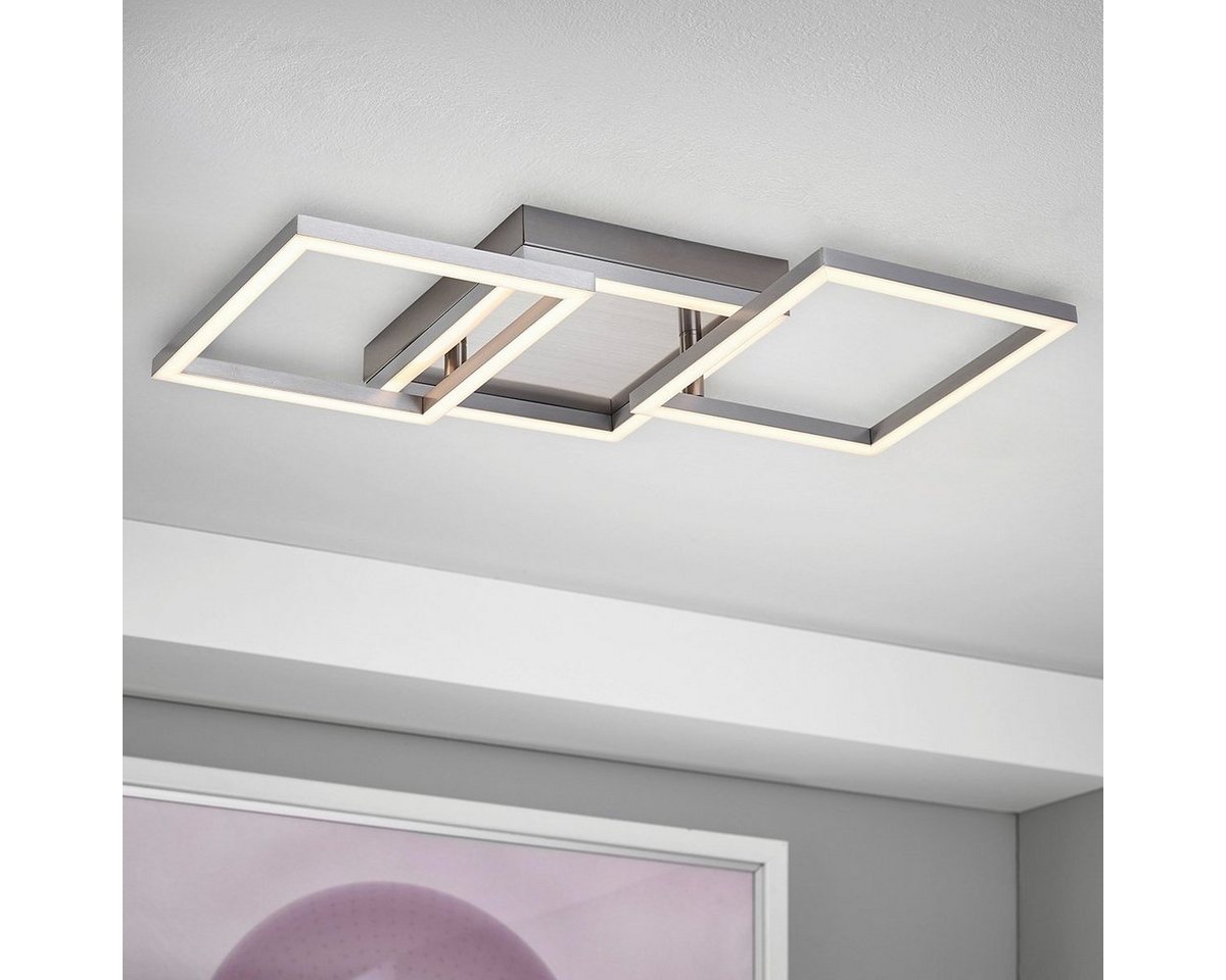 MeLiTec LED Deckenleuchte D119, warmweiß, LED Deckenleuchte Rahmen Leuchte Wand Deckenleuchte nickel matt von MeLiTec