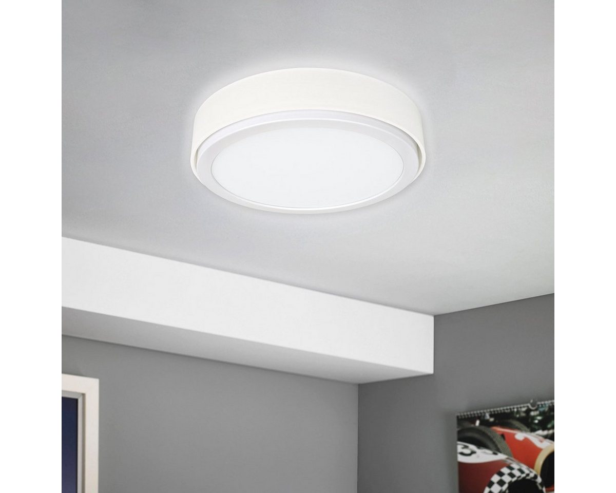 MeLiTec LED Deckenleuchte D85, warmweiß, LED, Panel, Leuchte, Wandleuchte, Deckenleuchte, 900 Lumen, Stoffschirm, Rund, Weiß von MeLiTec