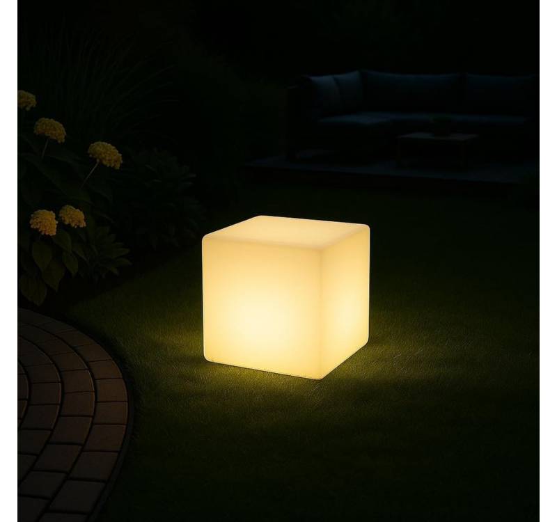 MeLiTec LED Gartenleuchte, LED wechselbar, RGBW, einstellbar, mit Farbwechsel-Funktion, Würfel mit Farbwechsel, Lampe RGB, eckig, beleuchteter Tisch von MeLiTec