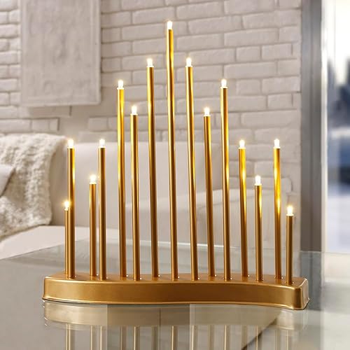 MeLiTec LED Lichtbogen Weihnachten SL22-1 - Eleganter S-Bogen in Gold mit 15 LED-Leuchtstäben, energiesparend & warmes Licht MeLiTec LED Lichtbogen Weihnachten SL22-1 - Eleganter S-Bogen in Gold mit 15 LED-Leuchtstäben, energiesparend & warmes Licht von MeLiTec