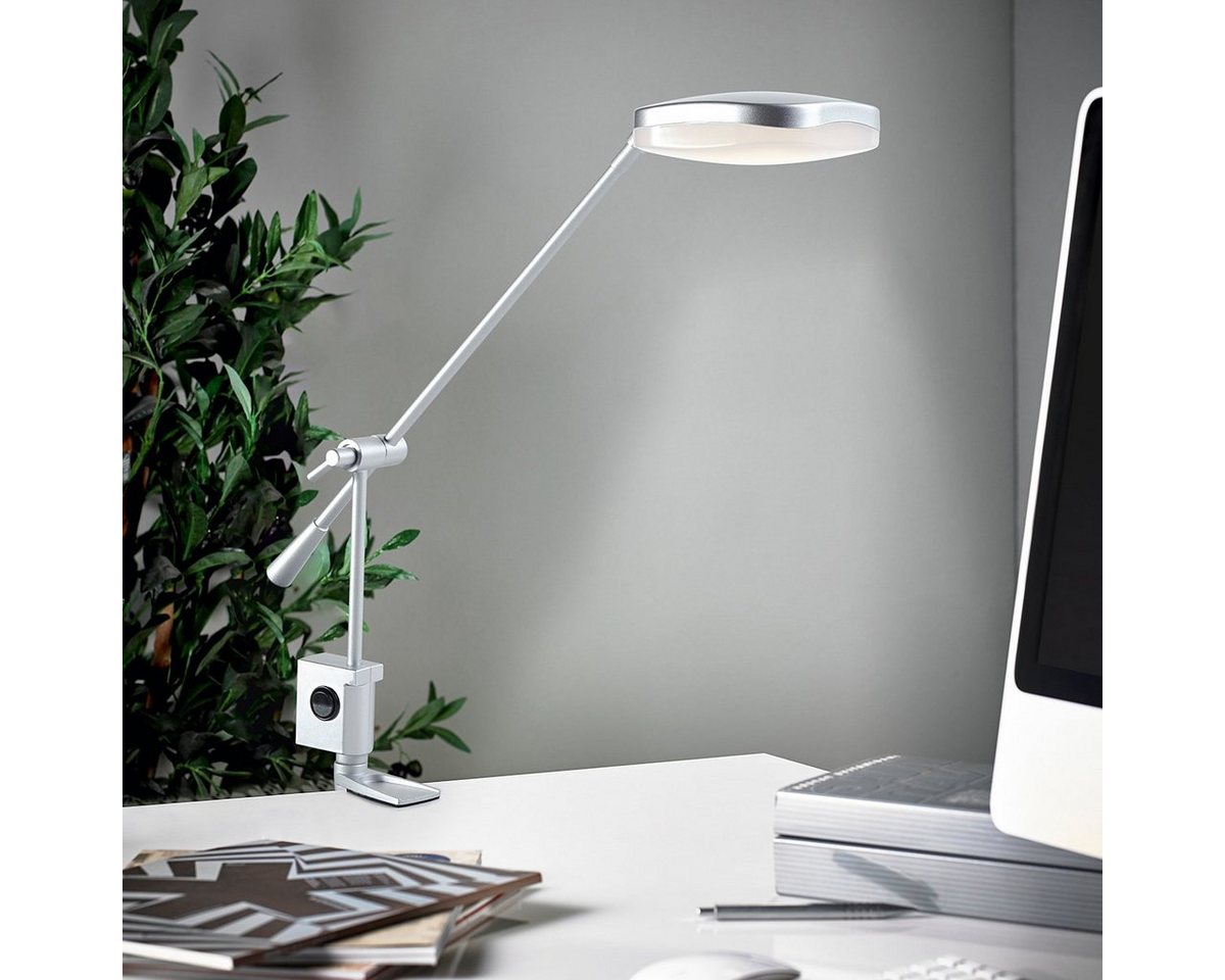 MeLiTec LED Schreibtischlampe T126, warmweiß, LED, Schreibtischleuchte, Leseleuchte, Büroleuchte, Nachttisch, chrom, Klemmfuß von MeLiTec