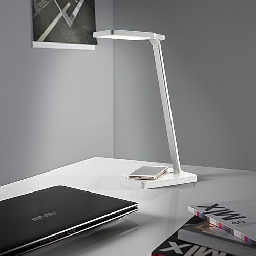 MeLiTec LED Schreibtischleuchte T123 mit Drahtloser Ladefunktion, Dimmbar, 3 Lichtfarben, USB-Anschluss & Verstellbarem Arm, Silber/Weiß MeLiTec LED Schreibtischleuchte T123 mit Drahtloser Ladefunktion, Dimmbar, 3 Lichtfarben, USB-Anschluss & Verstellbarem Arm, Silber/Weiß von MeLiTec