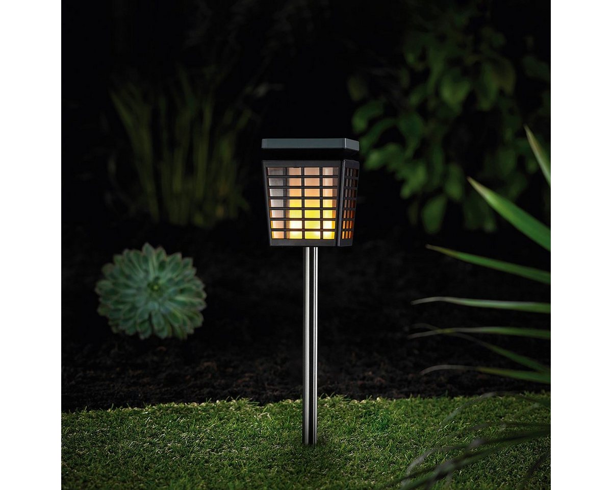 MeLiTec LED Solarleuchte Garten SO46, LED fest integriert, Kombi-Modell Flammeneffekt von MeLiTec