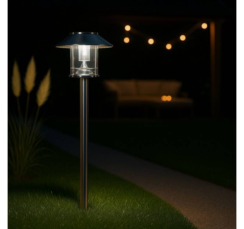 MeLiTec LED Solarleuchte SO26 - Prag, LED wechselbar, kaltweiß, aus Edelstahl, bis zu 8 Stunden Leuchtdauer von MeLiTec