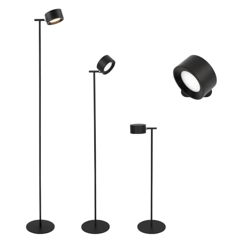MeLiTec LED-Stehlampe ST55 schwarz, 3-stufig dimmbar, höhenverstellbar, Stehleuchte für Wohnzimmer oder Schreibtischlampe, Akkubetrieb 12h, Magnetkopf & Wandhalterung, warmweißes Licht (2700K), USB-C von MeLiTec