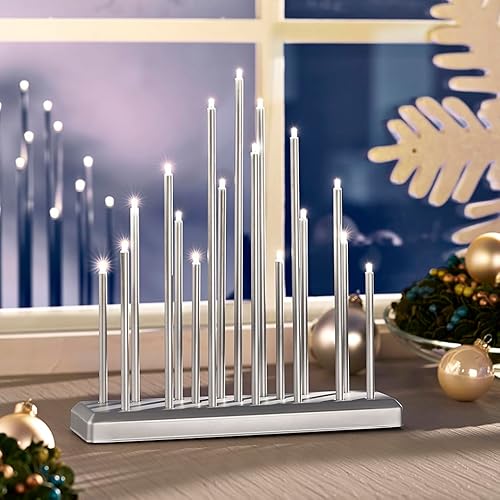 MeLiTec LED Weihnachtsbeleuchtung SL31-1, Chrom-Matt, mit 17 austauschbaren LED-Leuchtstäben, energiesparend, warmweißes Licht, 1,8 m Kabel MeLiTec LED Weihnachtsbeleuchtung SL31-1, Chrom-Matt, mit 17 austauschbaren LED-Leuchtstäben, energiesparend, warmweißes Licht, 1,8 m Kabel von MeLiTec