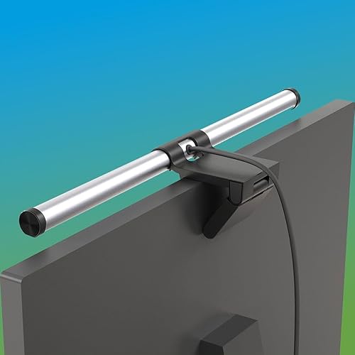 MeLiTec Monitorleuchte LED dimmbar in Silber oder Schwarz – USB-Anschluss, augenschonend, individuell einstellbare Lichtfarbe, Farbe Silber von MeLiTec