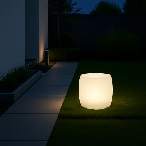 MeLiTec Solarlampe - mehrfarbige Bodenbeleuchtung für Außen - Solar-Bodenleuchte mit Farbwechsel - Durchmesser 36,5 cm - Kunststoff - Trommel, auch als Weihnachts-Kerze - LK08-6 von MeLiTec