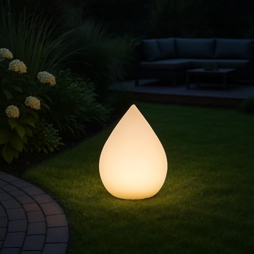 MeLiTec Solarlampe - mehrfarbige Bodenbeleuchtung für Garten, Balkon & Terrasse - Solar-Boden-Leuchte mit Farbwechsel - bis 8h Leuchtdauer - inkl. Akku - aus Kunststoff Form Tropfen von MeLiTec