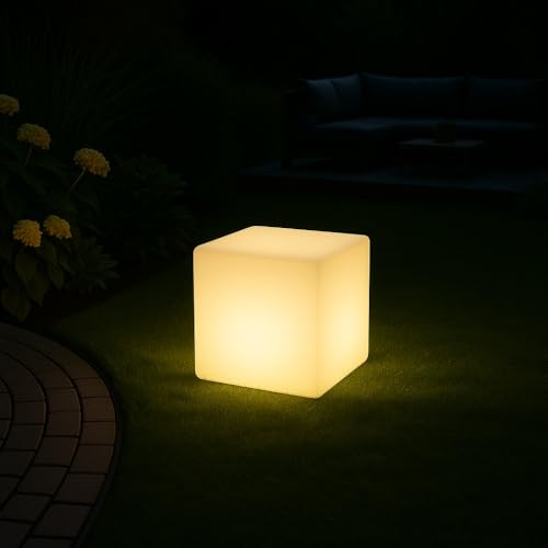 MeLiTec Solarlampe - mehrfarbige Bodenbeleuchtung für Garten, Balkon & Terrasse - Solar-Boden-Leuchte mit Farbwechsel - bis 8h Leuchtdauer - inkl. Akku - aus Kunststoff Form Würfel von MeLiTec