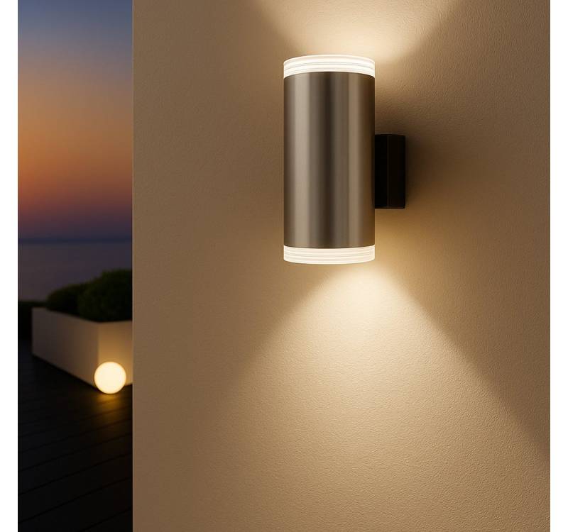MeLiTec Wandleuchte LED Wand-Außenleuchte 145 & 145-1, schwarz matt oder silber, Up and Down Leuchte für innen und außen, IP44, moderne LED-Wandlampe von MeLiTec