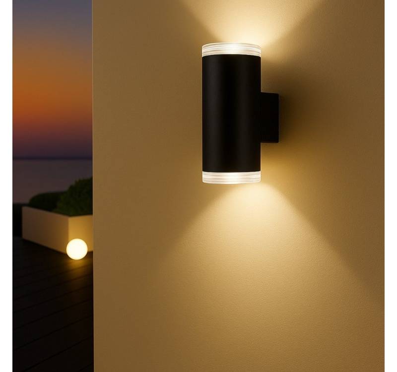 MeLiTec Wandleuchte LED Wand-Außenleuchte 145 & 145-1, schwarz matt oder silber, Up and Down Leuchte für innen und außen, IP44, moderne LED-Wandlampe von MeLiTec