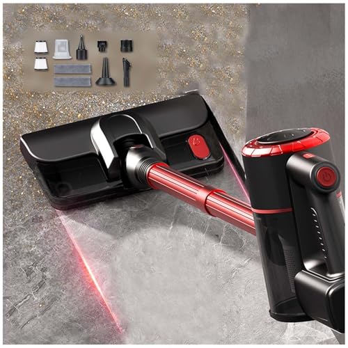 MeLtor Handstaubsauger Kabellos 120W/18000Pa/35 Min, Wischsauger Kabellos Mit Akku Selbsttragender Funktion Wischer Elektrisch für Teppich/Vorhang/Haustierhaarn,Red von MeLtor
