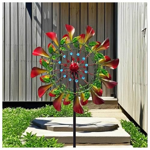 MeLtor Solar Windrad Garten Metall, 210 cm Windrad Garten Metall Gross XXL, mit LED-Licht Windrad Groß für DraußEn, für Terrasse Und Garten von MeLtor