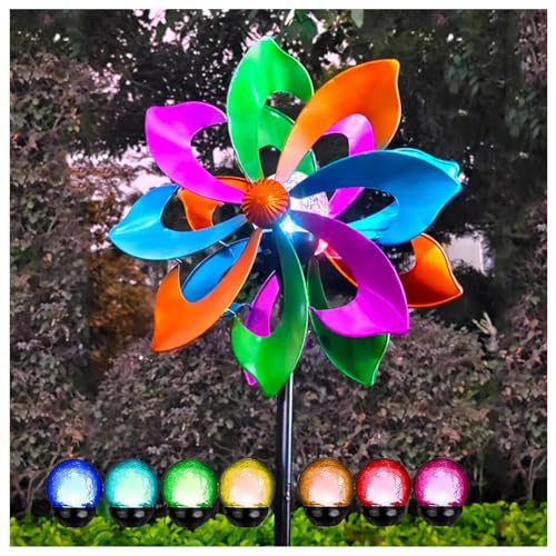 Solar Windrad Metall, WindräDer Aus Metall FüR Den Garten Wetterfest Und Standfest, WindräDer Wetterfestes Gartendeko,Colorful von MeLtor