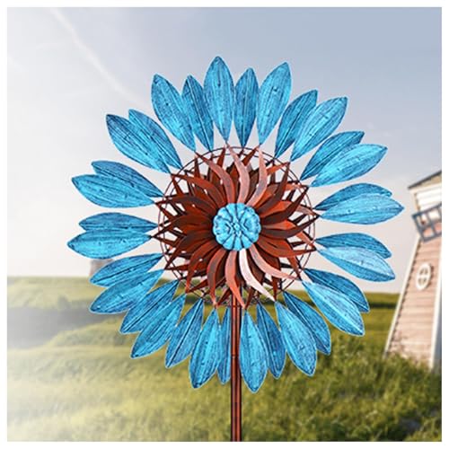 WindmüHle Garten 213cm Groß, Windrad Garten Metall Gross XXL DoppelflüGel-WindmüHle, WindmüHlen Garten Metall FüR Terrasse Und Garten von MeLtor