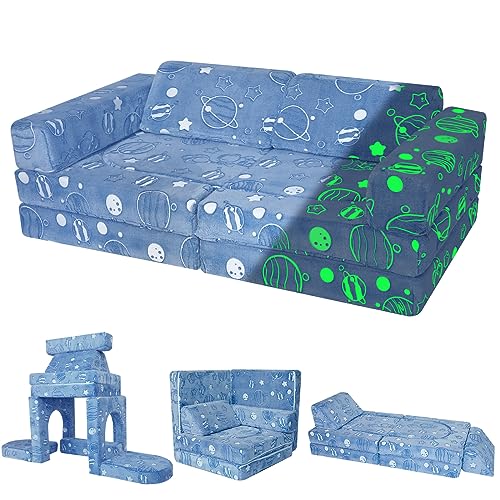MeMoreCool 10-teiliges Kinder-Couch-Sofa, modulare Kleinkind-Couch, leuchtendes Sofa für Spielzimmer, Schlafzimmer, ausklappbare Spielcouch für Mädchen und Jungen, wandelbares Sofa, MeMoreCool 10-teiliges Kinder-Couch-Sofa, modulare Kleinkind-Couch, leuchtendes Sofa für Spielzimmer, Schlafzimmer, ausklappbare Spielcouch für Mädchen und Jungen, wandelbares Sofa, von MeMoreCool